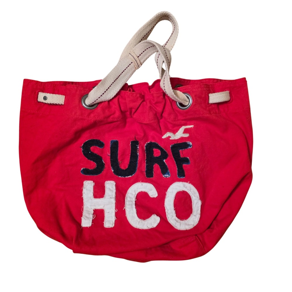 Hollister California Red Canvas Surf HCO Tote Bag Vintage Y2K Preppy‎ B2S